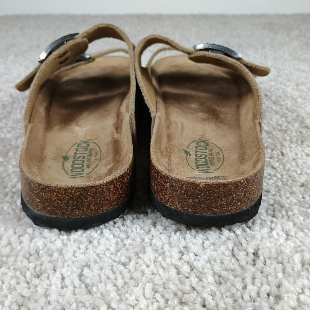 Woodstock Vintage Brand Bert Men's Sandals Size 7 Brown Leather Suede Slide Cork